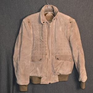 Hi Gear Men's Small Leather Bomber Jacket Heavyweight Packable Hood Quilted